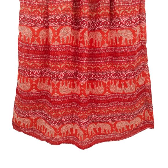 Blue Rain Pleated Elephant Print Long Skirt Size S Stretchy Elastic Waist Boho - Picture 13 of 13